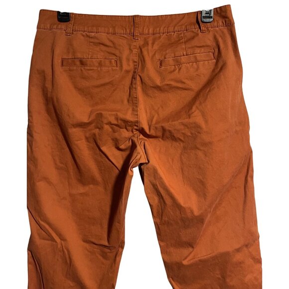 Gap Girlfriend Khaki Pants Women 14 Tall Rust Orange Cotton Blend Straight Leg - Picture 5 of 8